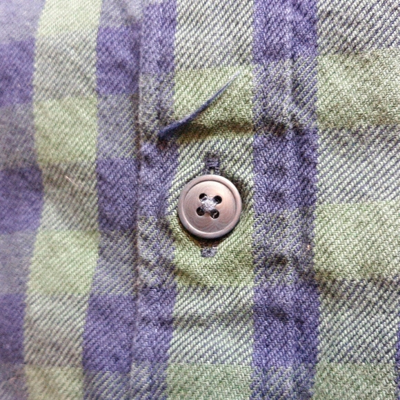 J. Crew Factory Lg Heavyweight Flannel Plaid Green Navy Long Sleeve Button Shirt - Picture 13 of 13